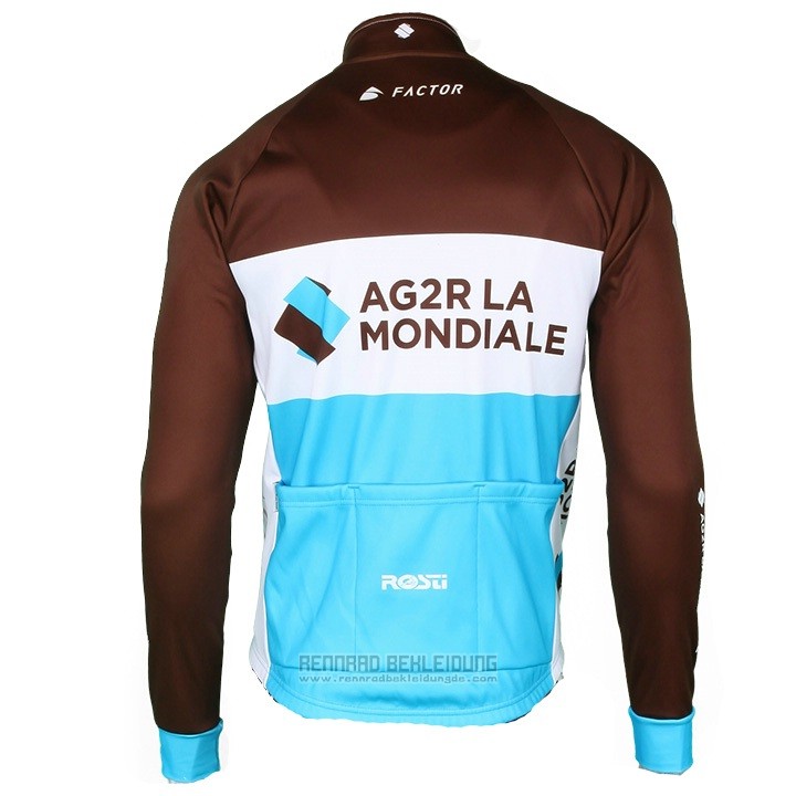 2018 Fahrradbekleidung Ag2r La Mondiale Braun Trikot Langarm und Tragerhose